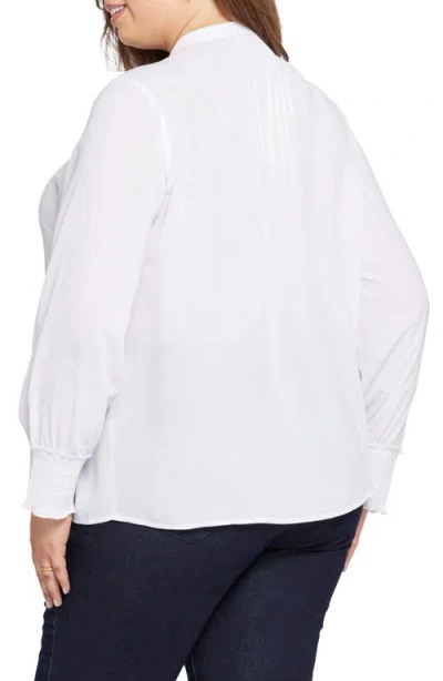 Nydj Plus Size Pleated Peasant Blouse In White