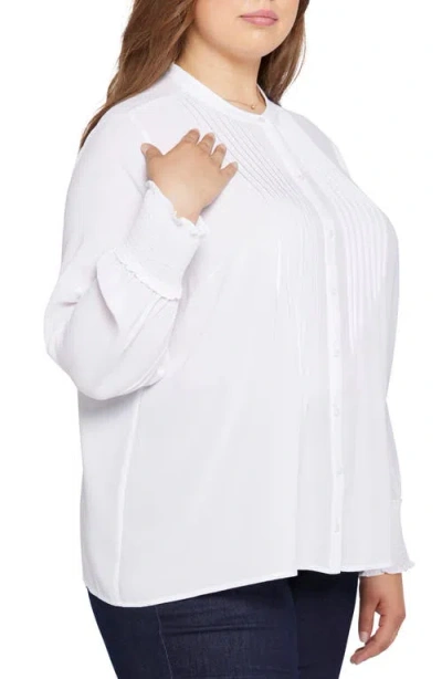Nydj Plus Size Pleated Peasant Blouse In White