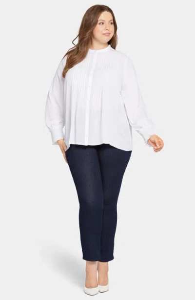 Nydj Plus Size Pleated Peasant Blouse In White