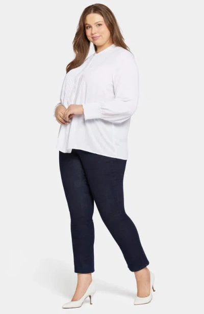 Nydj Plus Size Pleated Peasant Blouse In White