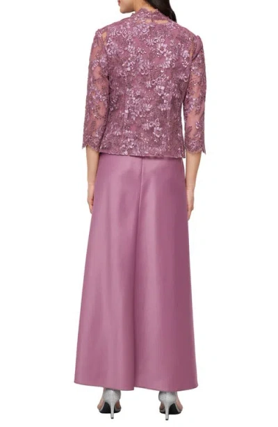 Alex Evenings Embroidered Mock Two-piece Gown With Jacket In Pink