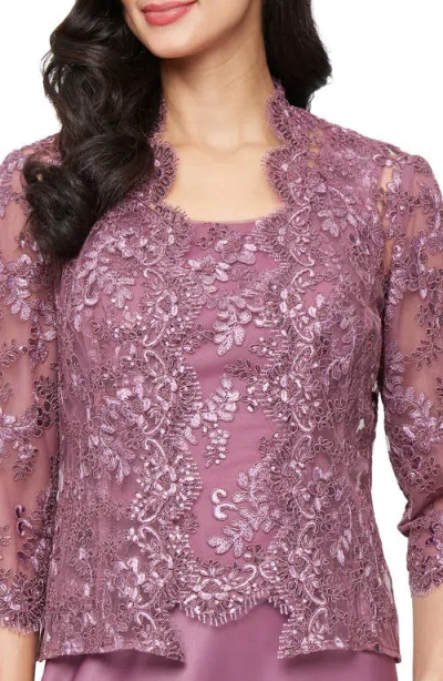 Alex Evenings Embroidered Mock Two-piece Gown With Jacket In Pink