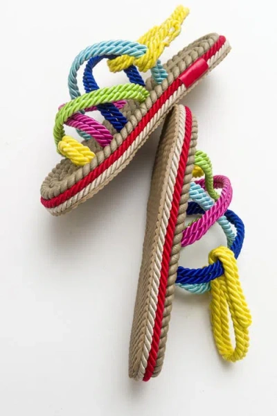 Prologue Shoes Poma Flat Sandal In Multi