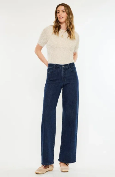 Kancan Camila High Rise Wide Leg Jeans In Blue In Blue
