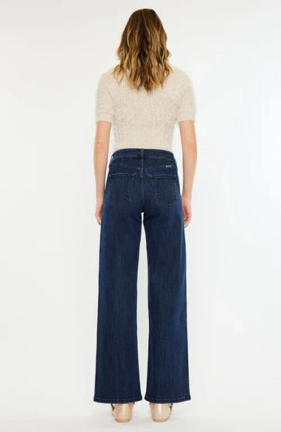 Kancan Camila High Rise Wide Leg Jeans In Blue In Blue