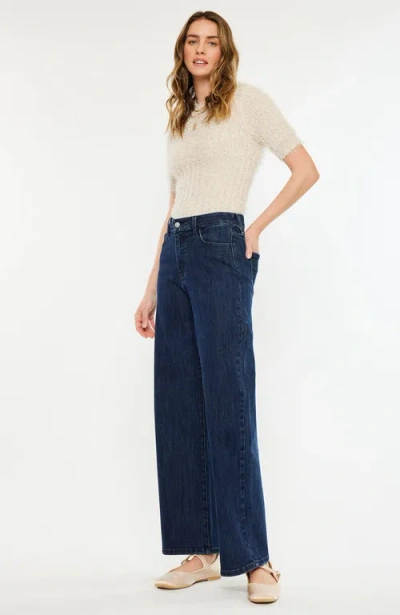 Kancan Camila High Rise Wide Leg Jeans In Blue In Blue