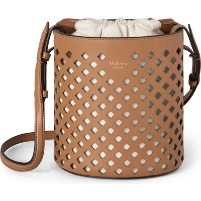Mulberry Diamond Perforated Leather Bucket Bag In Brown