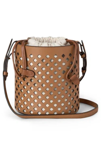 Mulberry Diamond Perforated Leather Bucket Bag In Brown
