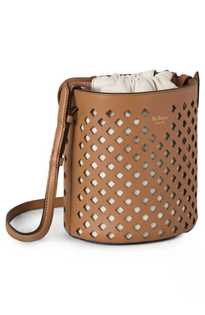 Mulberry Diamond Perforated Leather Bucket Bag In Brown