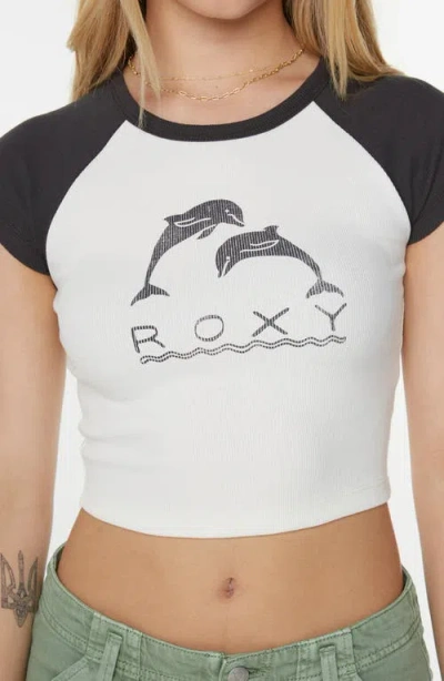 Roxy Sunset Dreams Crop Stretch Cotton Blend Graphic T-shirt In Multi