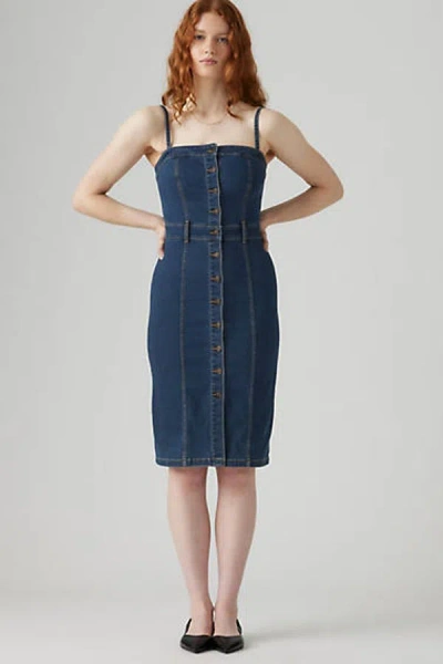 Levi's Panelled Bustier Midi Dress In Blue