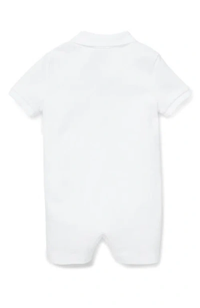 Ralph Lauren Solid Cotton Interlock Polo Romper In White