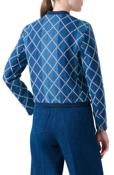 Akris Punto Diamond Jacquard Crop Bomber Jacket In Blue