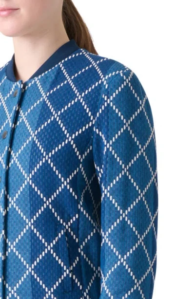 Akris Punto Diamond Jacquard Crop Bomber Jacket In Blue