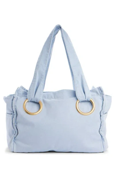 Chloé Medium Plage Washed Cotton Tote In Blue