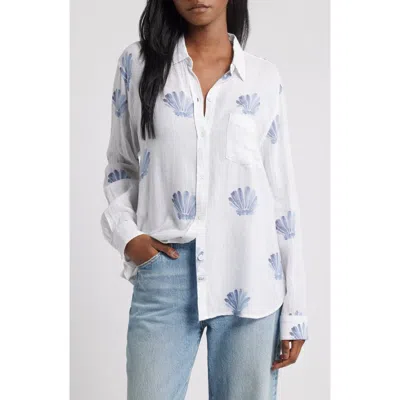 Rails Charli Seashell Print Linen Blend Button-up Shirt In White