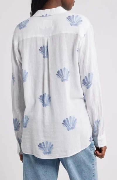 Rails Charli Seashell Print Linen Blend Button-up Shirt In White