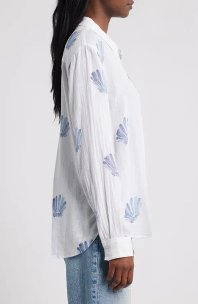 Rails Charli Seashell Print Linen Blend Button-up Shirt In White