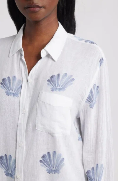 Rails Charli Seashell Print Linen Blend Button-up Shirt In White
