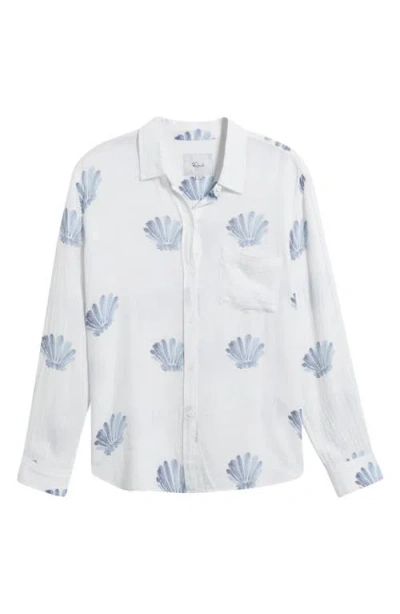Rails Charli Seashell Print Linen Blend Button-up Shirt In White