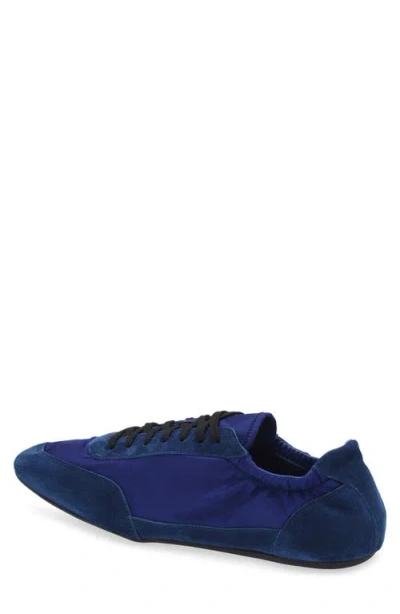 Prada Nylon And Suede Sneakers With Elasticated Collar In Blue