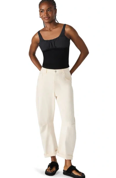 Steve Madden Luana Ruched Detail Top In Black