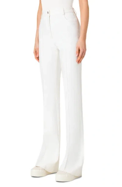 Akris High-rise Bootcut Cotton-silk Pants In White
