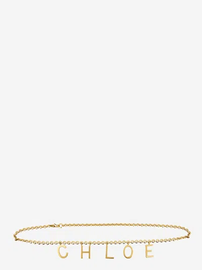 Chloé Logo Letters Jewelry Chain Belt In Gold