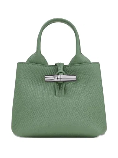 Longchamp Le Roseau Green Small Handbag With Adjustable And Removable Shoulder Strap In Leather