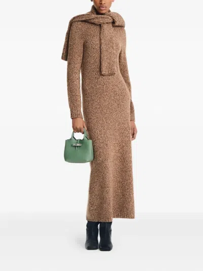 Longchamp Le Roseau Green Small Handbag With Adjustable And Removable Shoulder Strap In Leather