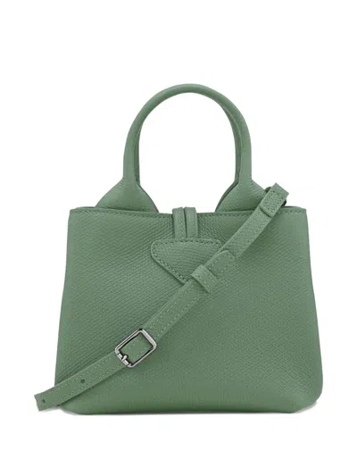 Longchamp Le Roseau Green Small Handbag With Adjustable And Removable Shoulder Strap In Leather