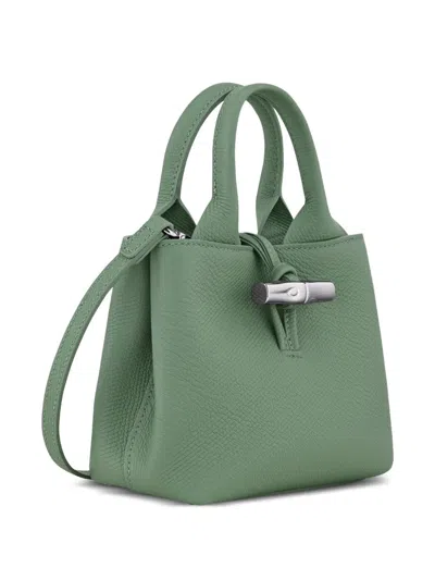 Longchamp Le Roseau Green Small Handbag With Adjustable And Removable Shoulder Strap In Leather