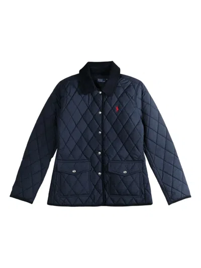 Polo Ralph Lauren Corduroy Collar Quilted Barn Jacket In Blue