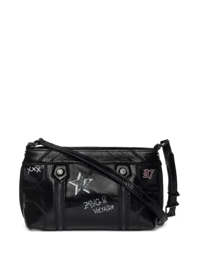 Zadig & Voltaire Sunny Mood Punk Embellished Leather Shoulder Bag In Black
