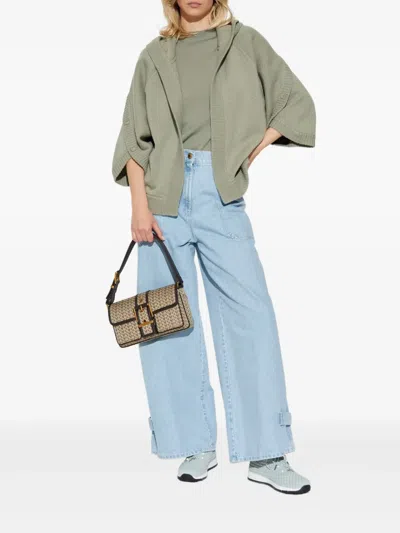 Max Mara Wool Blend Cardigan With Buttoned Hood In Green