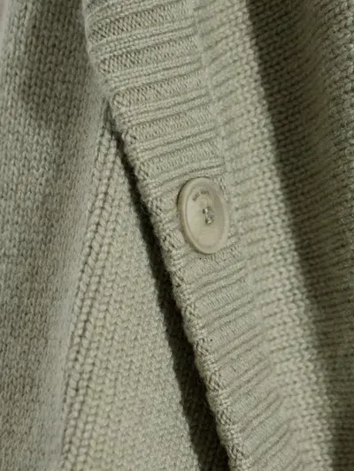 Max Mara Wool Blend Cardigan With Buttoned Hood In Green