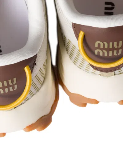 Miu Miu Technical Fabric Sneakers In Neutral