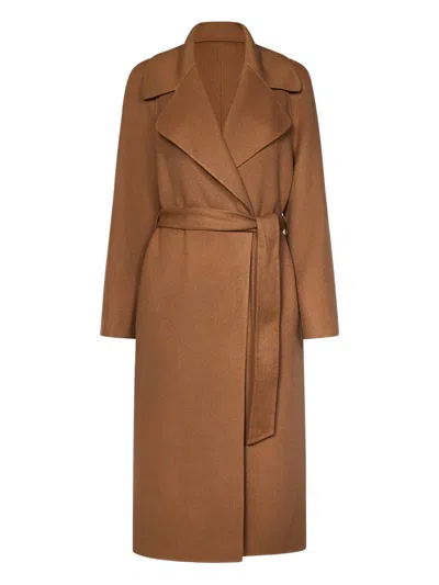 Polo Ralph Lauren Camel Cashmere Coat With Wide Lapels In Brown