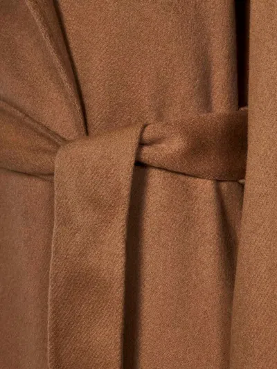 Polo Ralph Lauren Camel Cashmere Coat With Wide Lapels In Brown