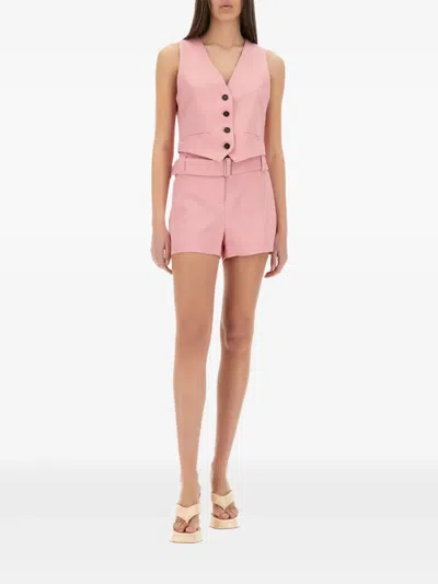 Msgm Belted Shorts In Pink