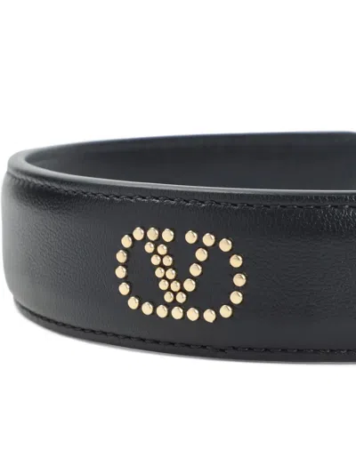 Valentino Garavani Leather Hair Band Mini-studs In Black