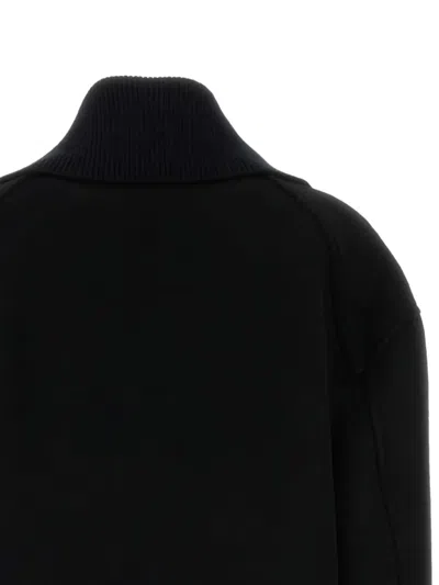 Jil Sander Wool Blend Bomber Jacket With High Collar In Black