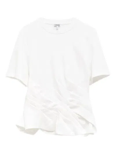 Loewe Draped Cotton-blend Jersey T-shirt In White