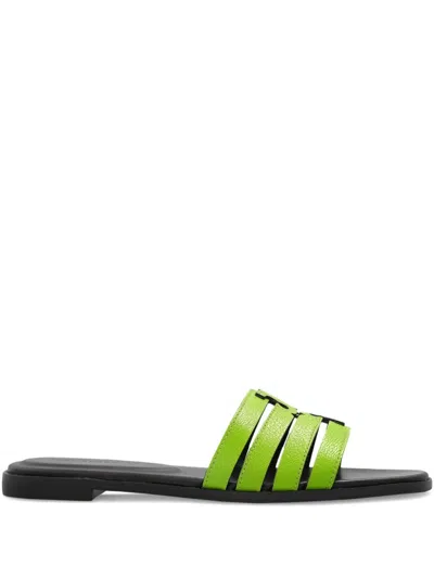 Tory Burch Strappy Flat Sole Open Toe Slippers In Green