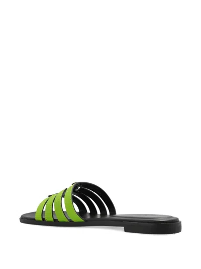 Tory Burch Strappy Flat Sole Open Toe Slippers In Green