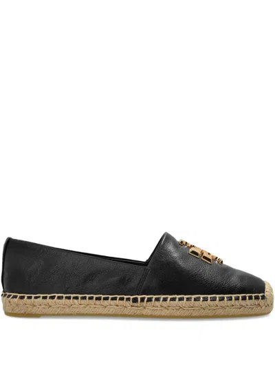 Tory Burch Black Leather Espadrillas In Black