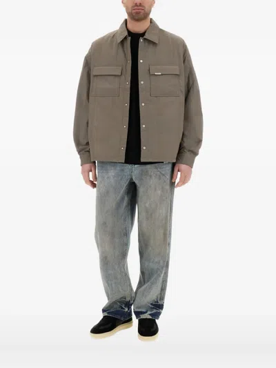 Represent Quilted Overshirt With Collared Chest Pockets In Brown