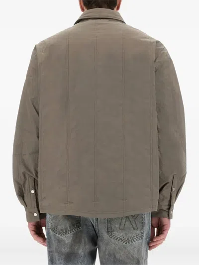 Represent Quilted Overshirt With Collared Chest Pockets In Brown