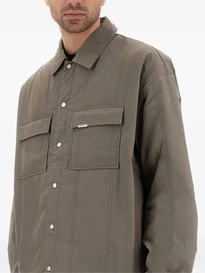 Represent Quilted Overshirt With Collared Chest Pockets In Brown