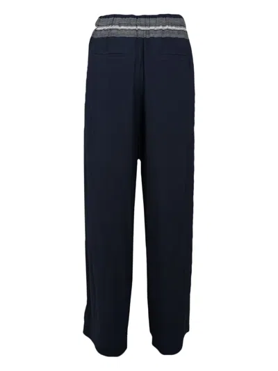 Vince Mid-rise Stripe Pull-on Pants In Blue